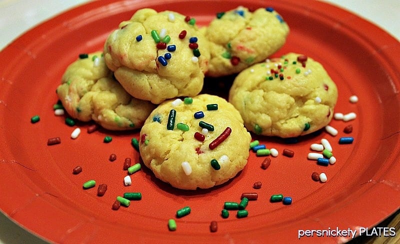 Five ingredient, semi-homemade, Cream Cheese Sprinkle Cookies are really simple & good. | Persnickety Plates