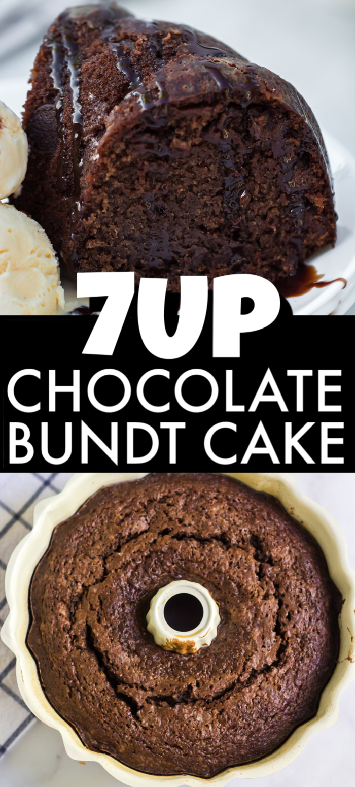 7Up Chocolate Bundt Cake is a fun twist on a classic pound cake. This from scratch, moist bundt cake will be a hit at any gathering! | www.persnicketyplates.com #cake #chocolatecake #chocolate #bakefromscratch #easyrecipe #dessert