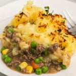 a plate of shepherd's pie made with beef