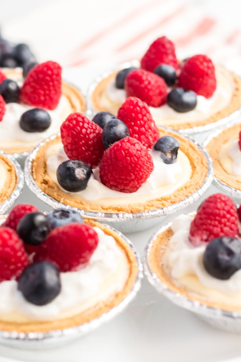 mini cheesecakes topped with berries 