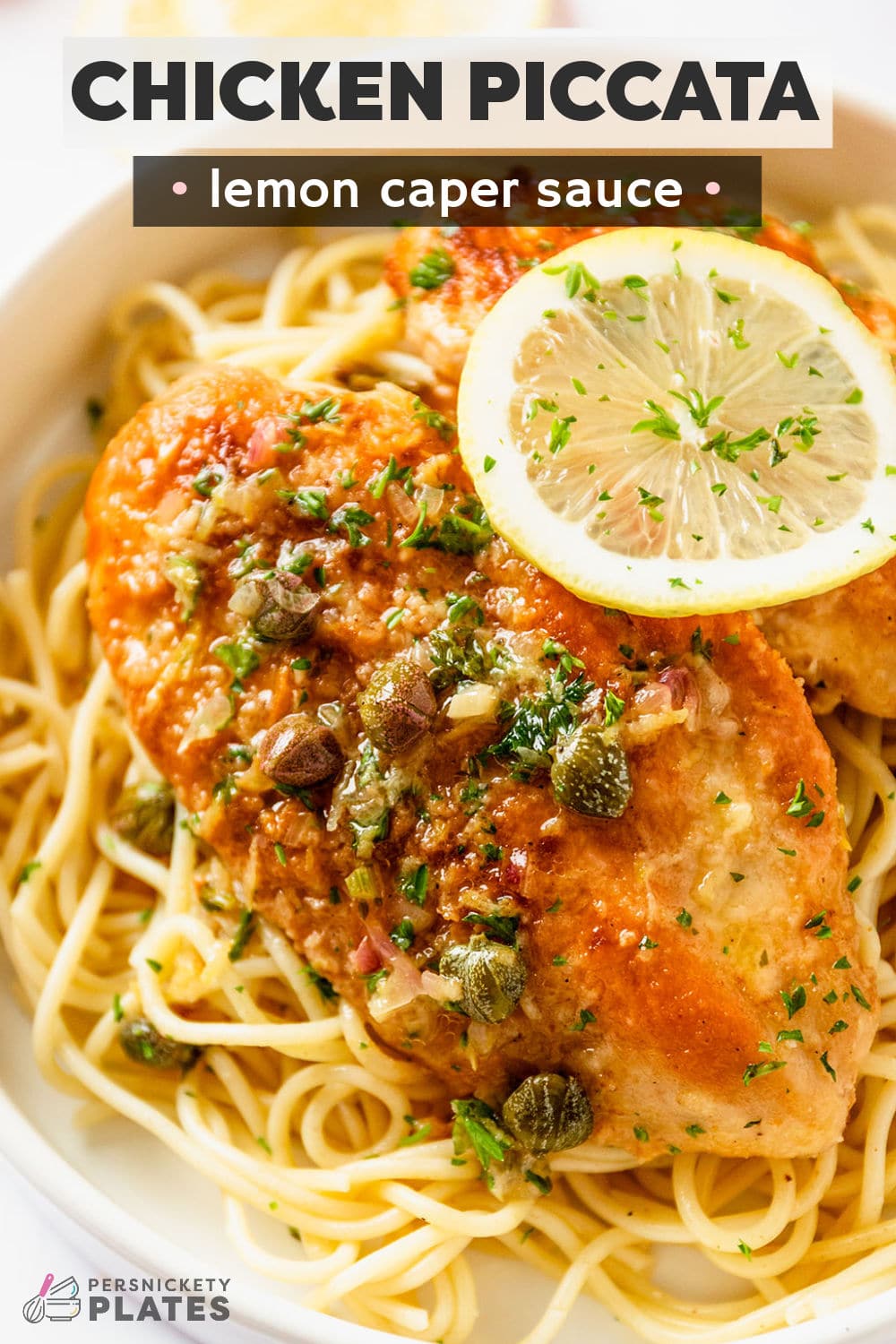 This zesty lemon chicken piccata with pasta is a dinner that is bursting with so much flavor, your family will ask what you’re cooking before it’s ready. The juicy chicken is coated with crispy parmesan, and topped with a tangy lemon caper sauce. Then, it’s all served on a bed of pasta. It’s basically the perfect family dinner! | www.persnicketyplates.comThis zesty lemon chicken piccata with pasta is a dinner that is bursting with so much flavor, your family will ask what you’re cooking before it’s ready. The juicy chicken is coated with crispy parmesan, and topped with a tangy lemon caper sauce. Then, it’s all served on a bed of pasta. It’s basically the perfect family dinner! | www.persnicketyplates.com