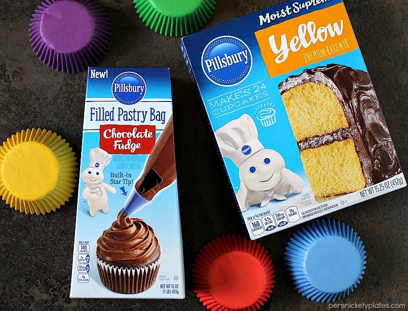 Cheesecake Filled Cupcakes are super simple starting with a cake mix but filled with chocolate chip cheesecake mixture in the centers! | www.persnicketyplates.com