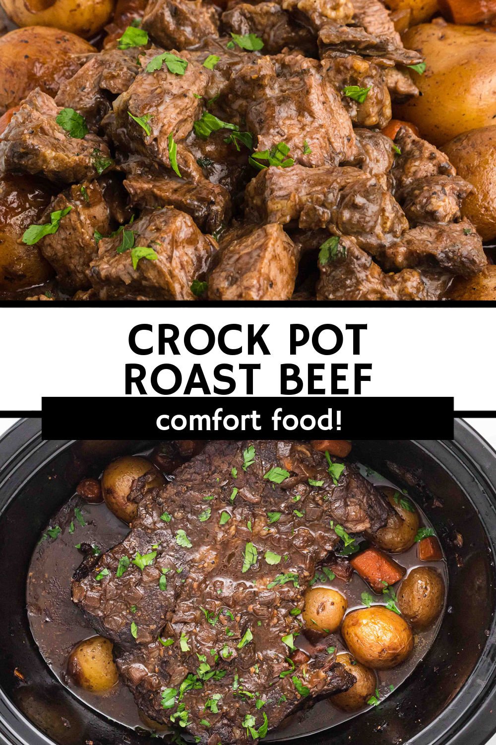 Slow Cooker Roast Beef is tender, juicy and full of flavor. This easy recipe will turn non-roast beef lovers into raving fans once they’ve tried this delicious pot roast! It is the ultimate comfort food that the entire family will love. | www.persnicketyplates.com
