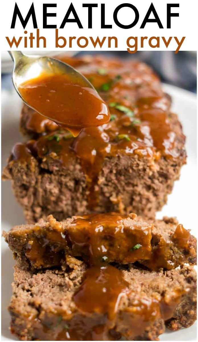 Classic Meatloaf with Brown Gravy for those nights you're feeling nostalgic and want an easy, filling meal. | www.persnicketyplates.com