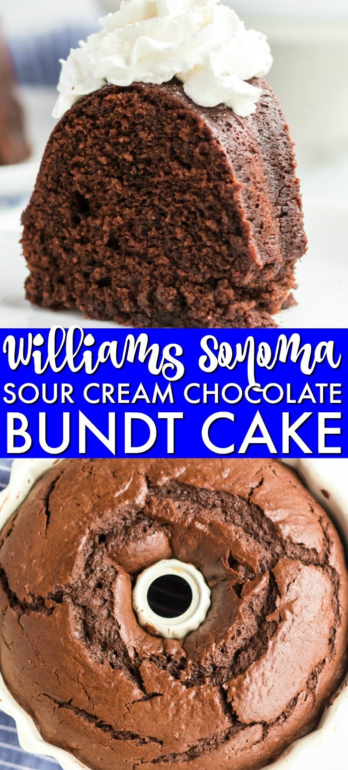 This rich, dense Sour Cream Chocolate Bundt Cake is a copycat of the famous Williams Sonoma recipe. Perfect for those chocolate cravings! | www.persnicketyplates.com