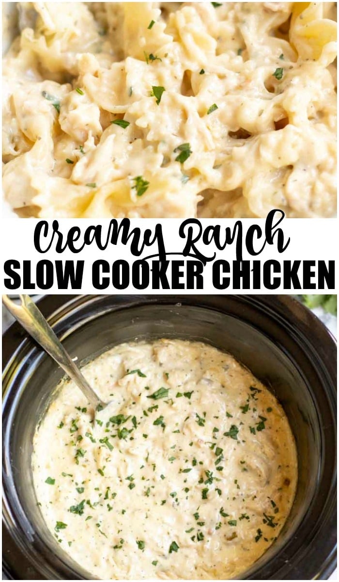 Five ingredient, very simple Slow Cooker Creamy Ranch Chicken can quickly be thrown together in the crock pot for a meal the whole family will love! | www.persnicketyplates.com