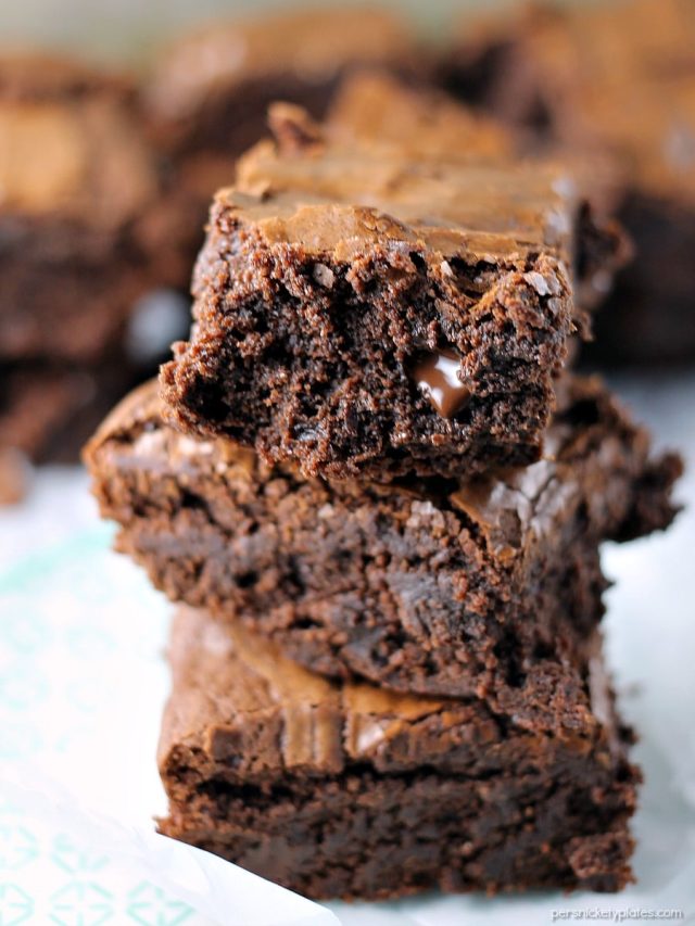 Why make a box mix brownies when I'll bet you have everything on hand to make these? They really are "Better Than Box Mix" brownies! | Persnickety Plates