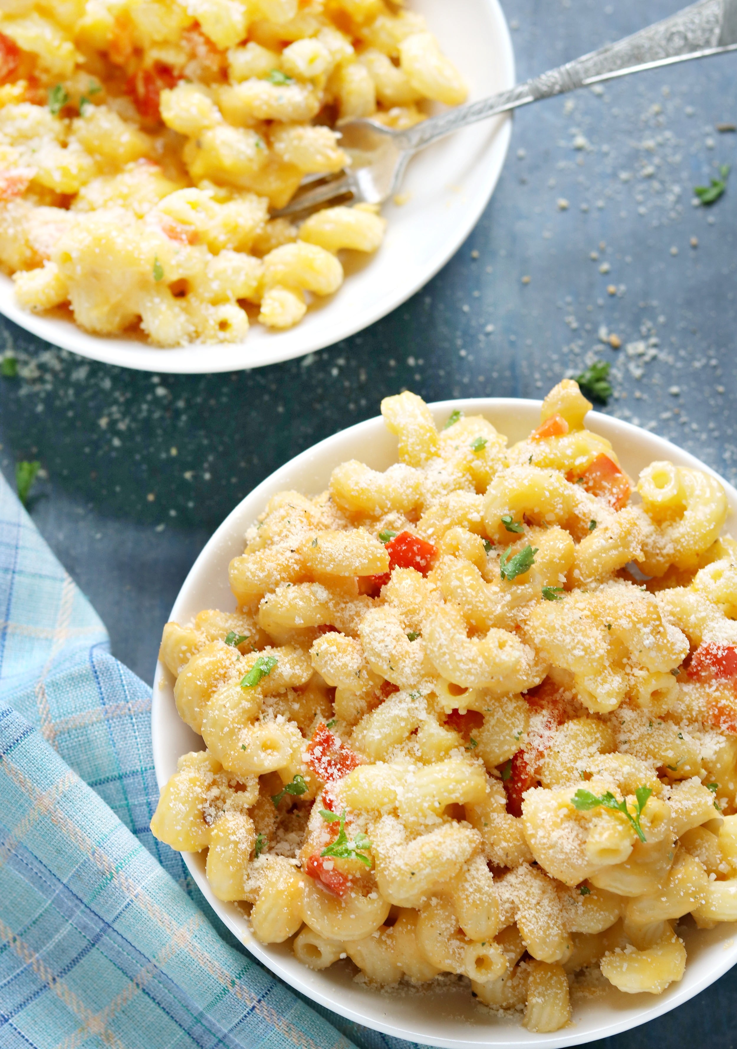 two bowls of macaroni & cheese