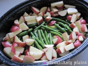 Roasted Chicken with Lemon Garlic Green Beans & Red Potatoes | Persnickety Plates