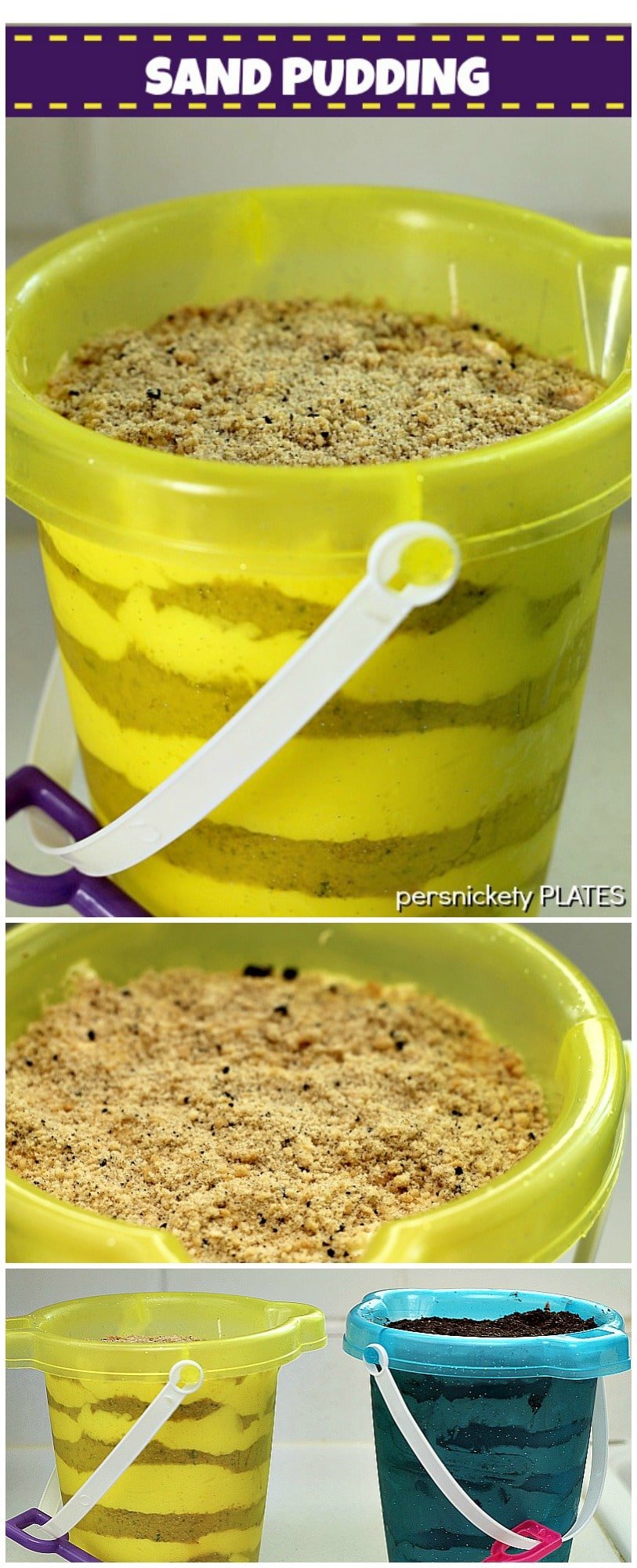 Golden Oreo Cookie Sand Pudding - perfect for a summer/beach party. Looks just like sand! | www.persnicketyplates.com