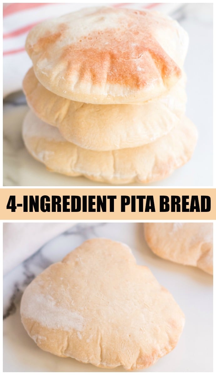 Did you know you can make homemade pita bread with just four ingredients that you likely have in your pantry? You can! And it's really good. | www.persnicketyplates.com #easyrecipe #homemadebread #breadrecipe 