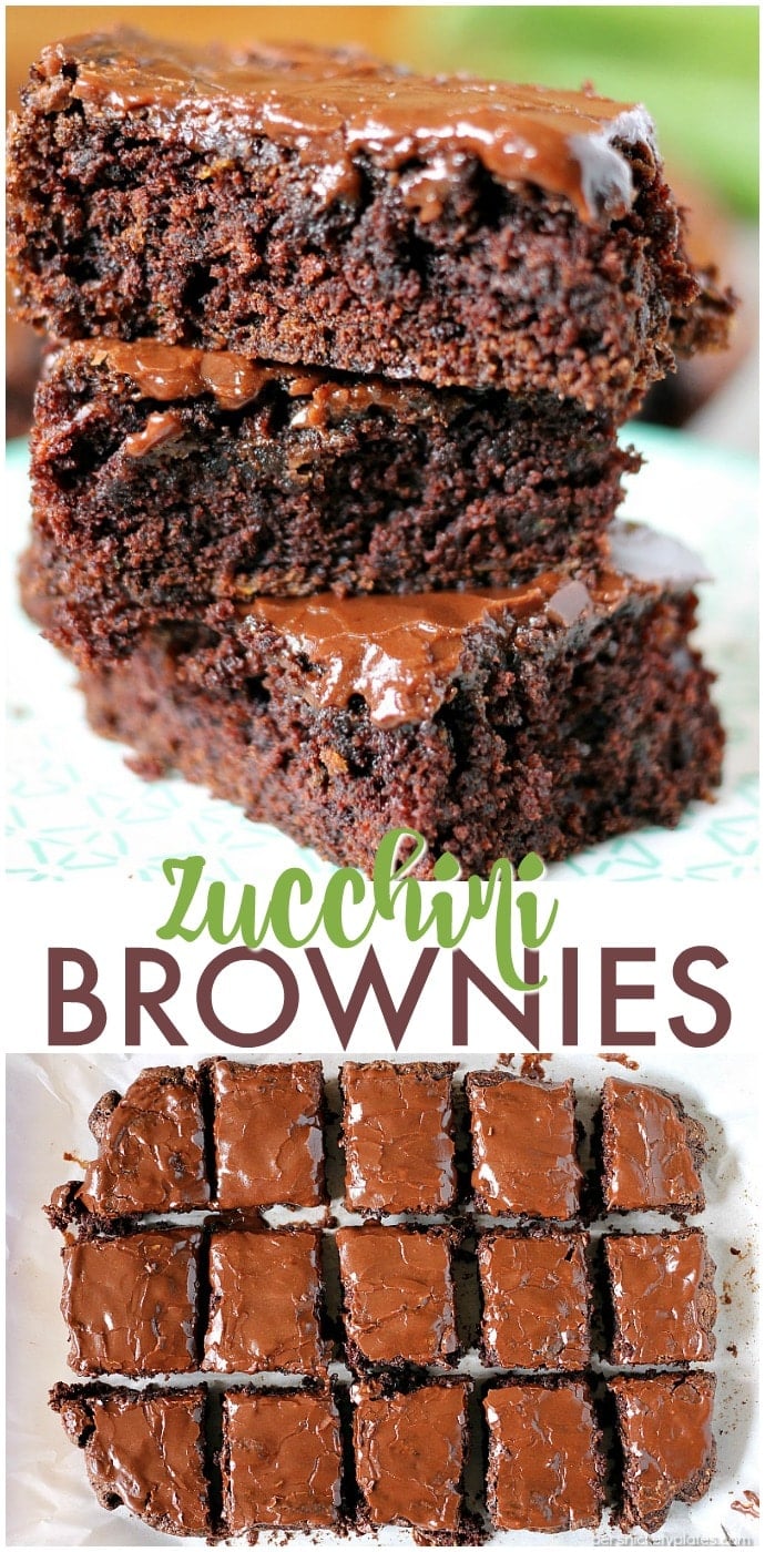 Zucchini Brownies are moist and chocolaty with a simple frosting. They also happen to be dairy-free/vegan. You'll never know there's zucchini hidden in them! | www.persnicketyplates.com #brownies #zucchini #chocolate #dessert #zucchinibrownies