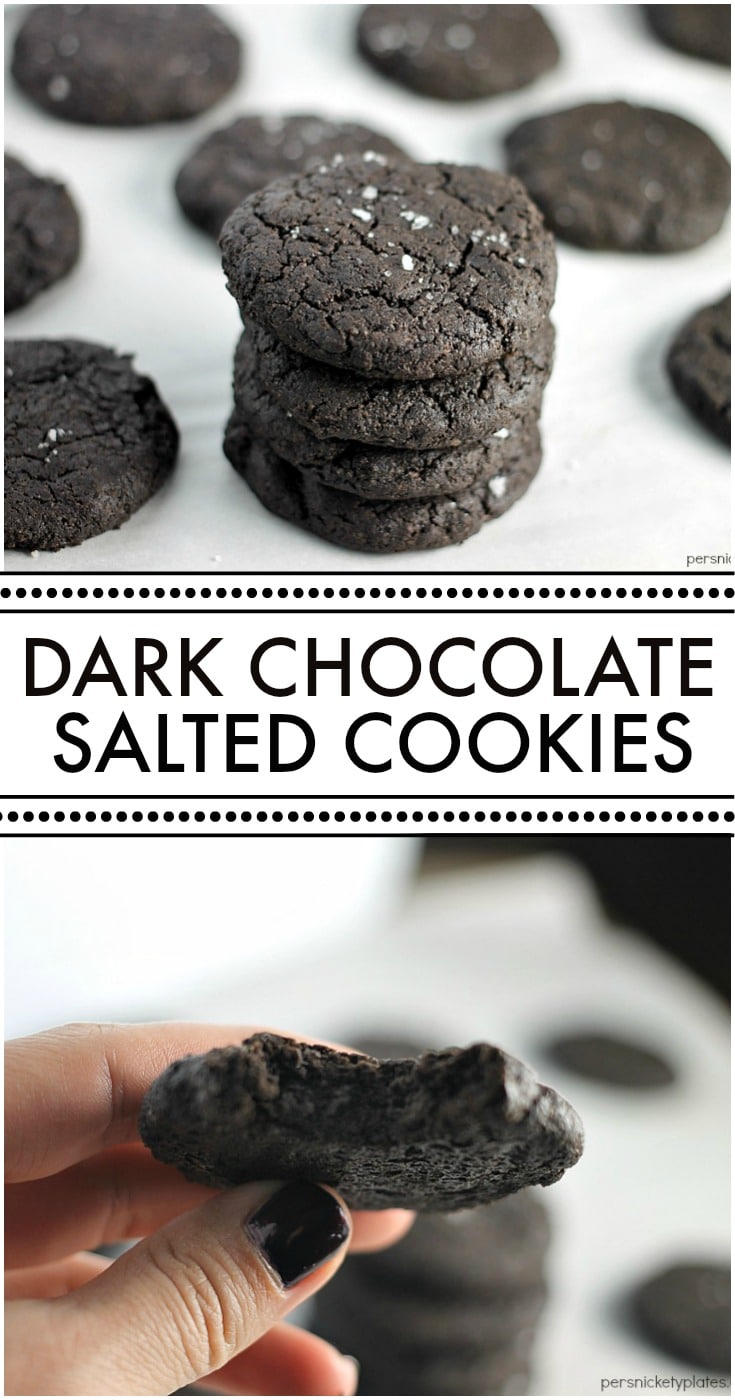 These simple Dark Chocolate Salted Cookies are easy to make (no mixer needed!) and have the rich chocolaty taste of an Oreo. | Persnickety Plates