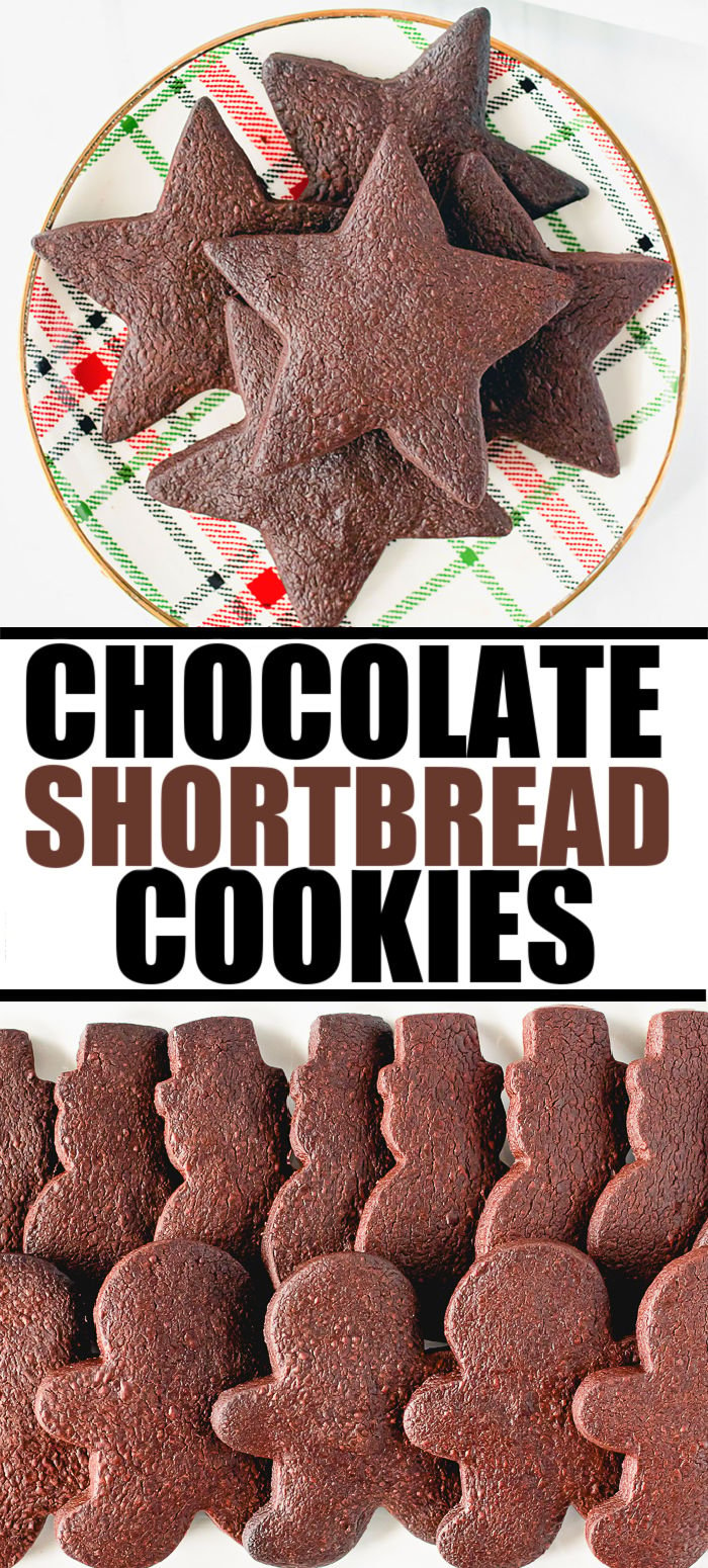 Chocolate Shortbread Cookies are chocolaty, buttery and are perfect for rolling out and cutting into shapes. A simple, six ingredient, cookie that quickly disappears!  | www.persnicketyplates.com