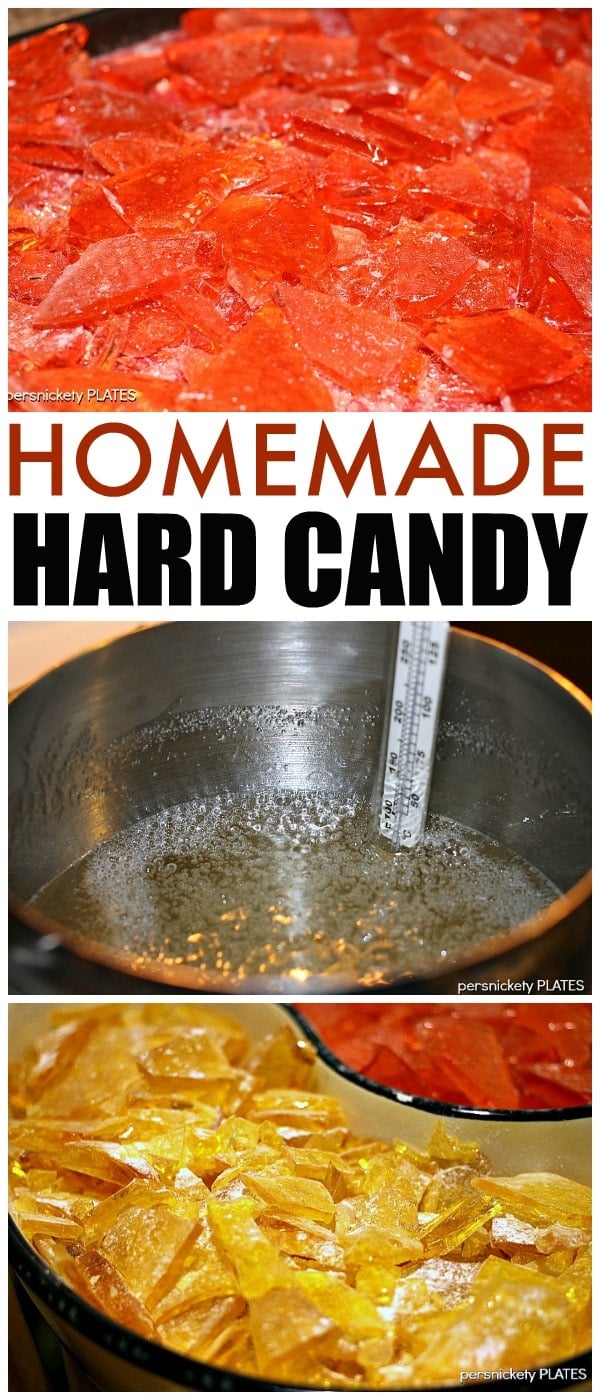 collage of homemade hard candy making 