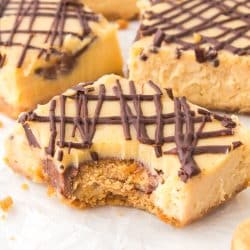 peanut butter cheesecake bar stuffed with a reese's peanut butter cup.