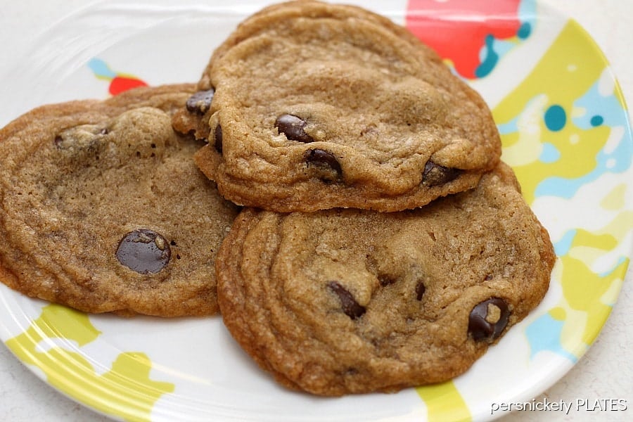 Coconut Oil Dark Chocolate Chip Cookies are easily one of my top 10 favorite cookies! These soft and chewy cookies are perfect with rich dark chocolate chips and a crispy outer edge.