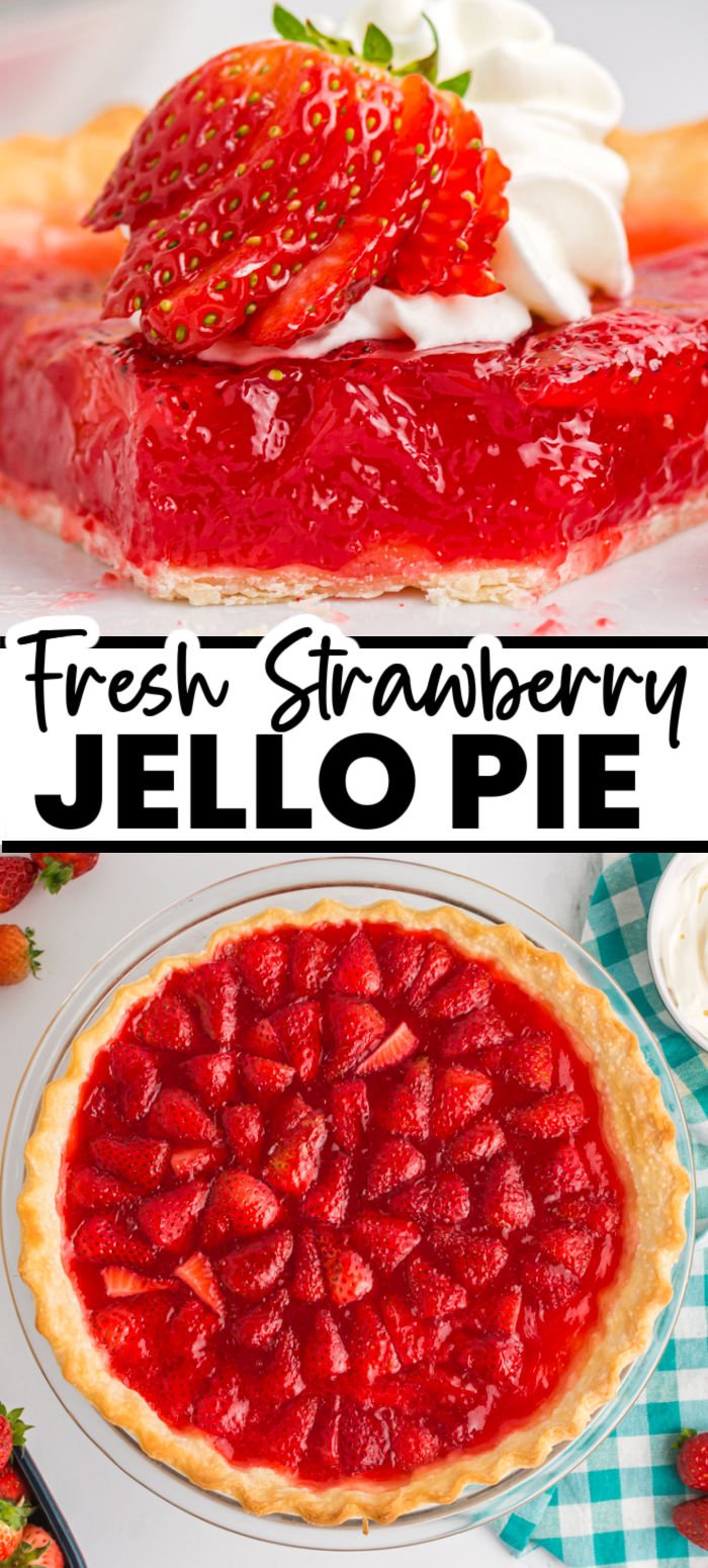This vintage strawberry pie is a copycat version of the one you'd find at a Big Boy restaurant. Full of fresh strawberries and strawberry Jell-O, this easy recipe is perfect for summer months! | www.persnicketyplates.com