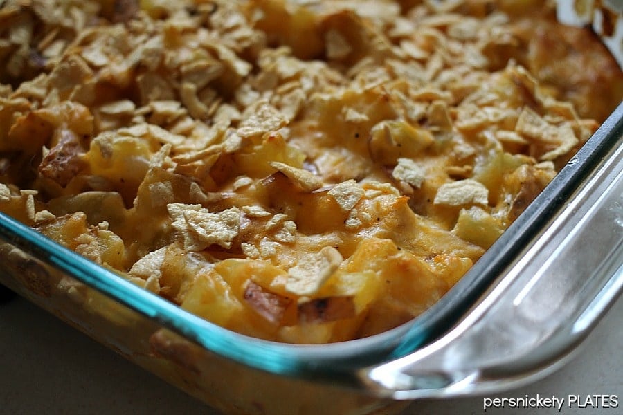Healthier Cheesy Potato Casserole | Persnickety Plates