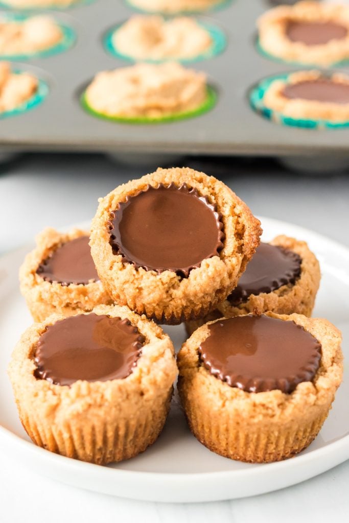 pyramid stack of reese's cookie cups.