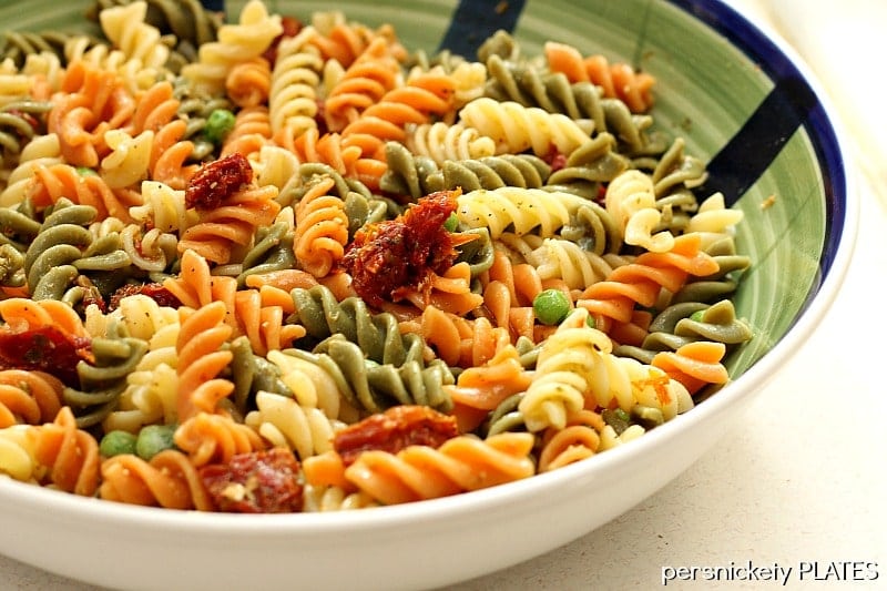 Pesto Pasta with Peas & Sun Dried Tomatoes | Persnickety Plates