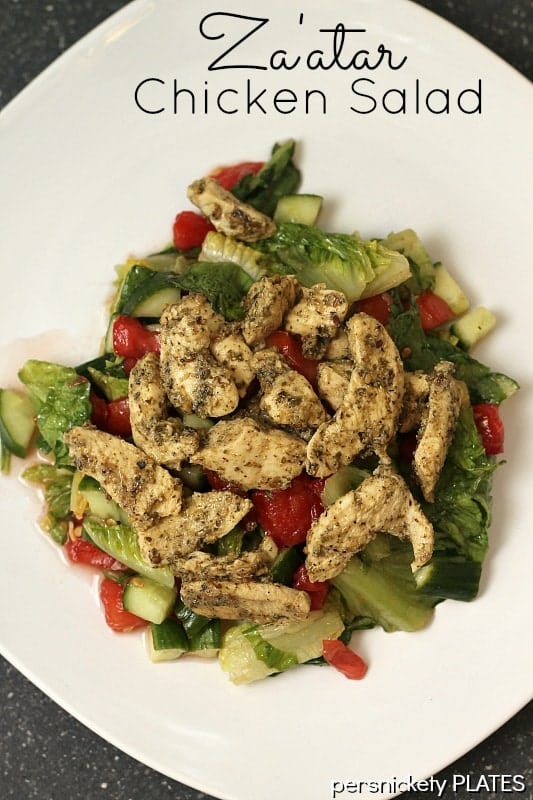 Chicken breasts marinated in za'atar, a Middle Eastern spice, and lemon juice, then topped on a lemon and oil salad. 