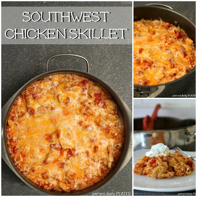 collage of southwest chicken skillet