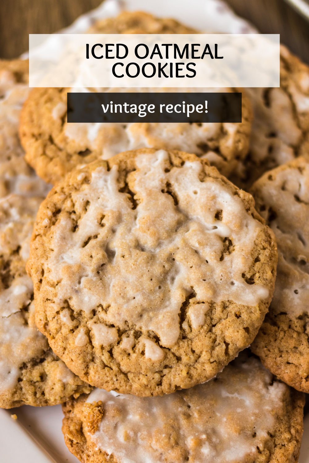 Old fashioned, soft and chewy, Iced Oatmeal Cookies! With a crisp edge and soft middle, this classic cookie is perfectly frosted with a simple icing and belongs in your regular baking rotation. | www.persnicketyplates.com
