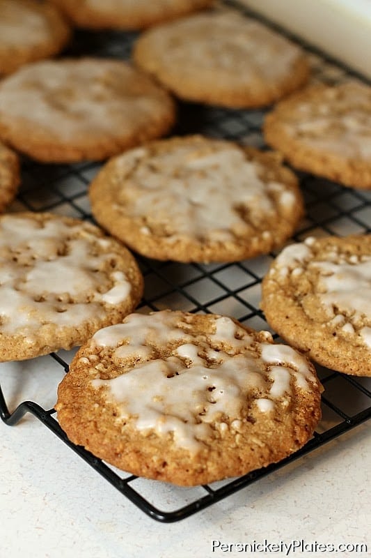 Soft & Chewy Iced Oatmeal Cookies | Persnickety Plates