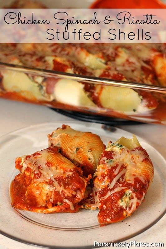 Chicken Spinach & Ricotta Stuffed Shells | Persnickety Plates