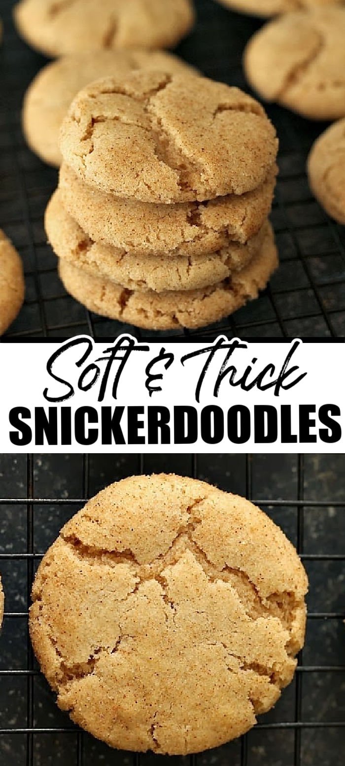 Soft and thick snickerdoodles are filled with cinnamon and coated with a cinnamon sugar topping. | www.persnicketyplates.com