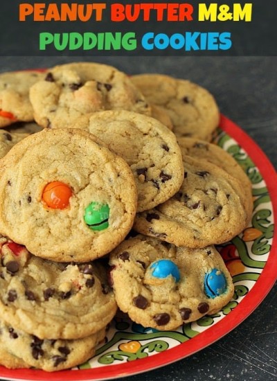 Peanut Butter M&M Pudding Cookies | Persnickety Plates