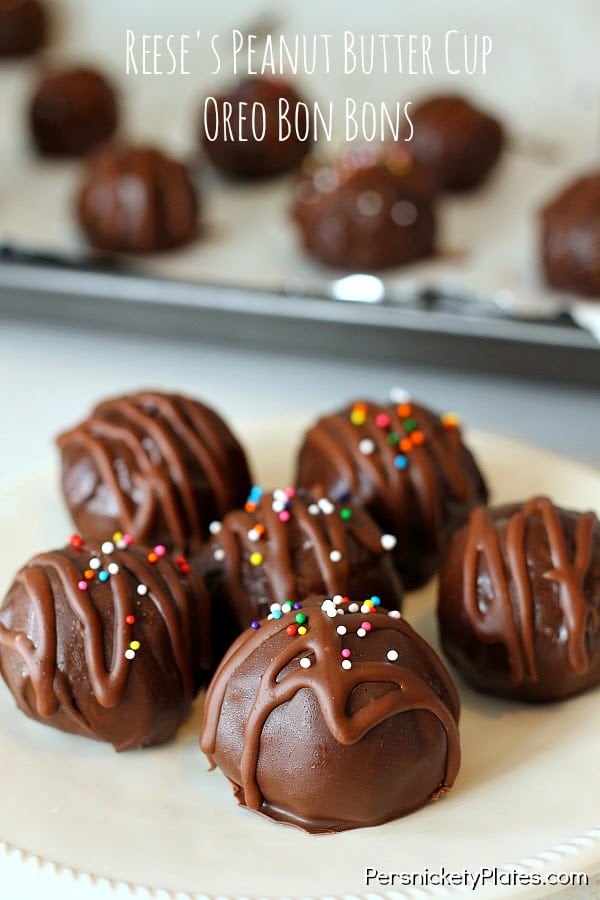 Reese's Peanut Butter Cup Oreo Bon Bons | Persnickety Plates