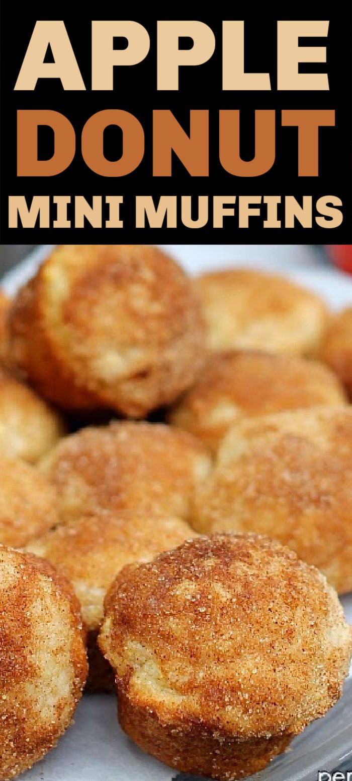 Apple Donut Mini Muffins - Bite sized mini muffins that taste just like cider mill cinnamon sugar donuts! | www.persnicketyplates.com