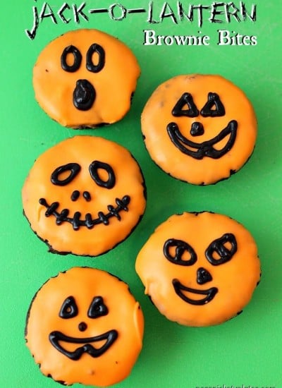Jack-O-Lantern Pumpkin Brownie Bites | Persnickety Plates