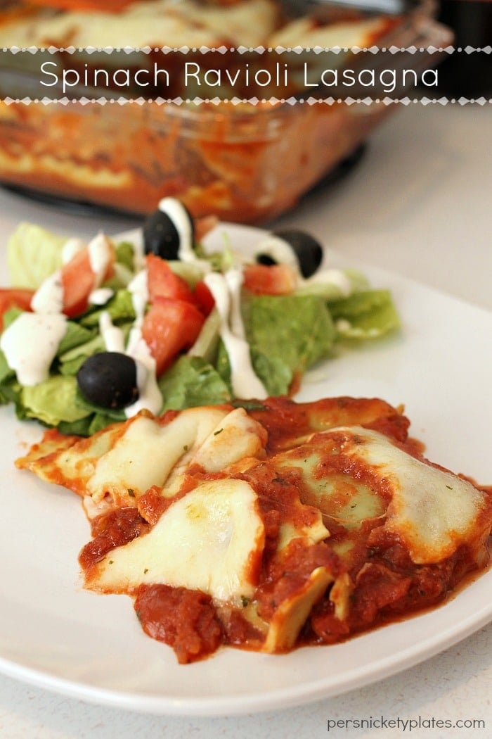 Super simple, semi-homemade, Spinach Ravioli Lasagna | Persnickety Plates