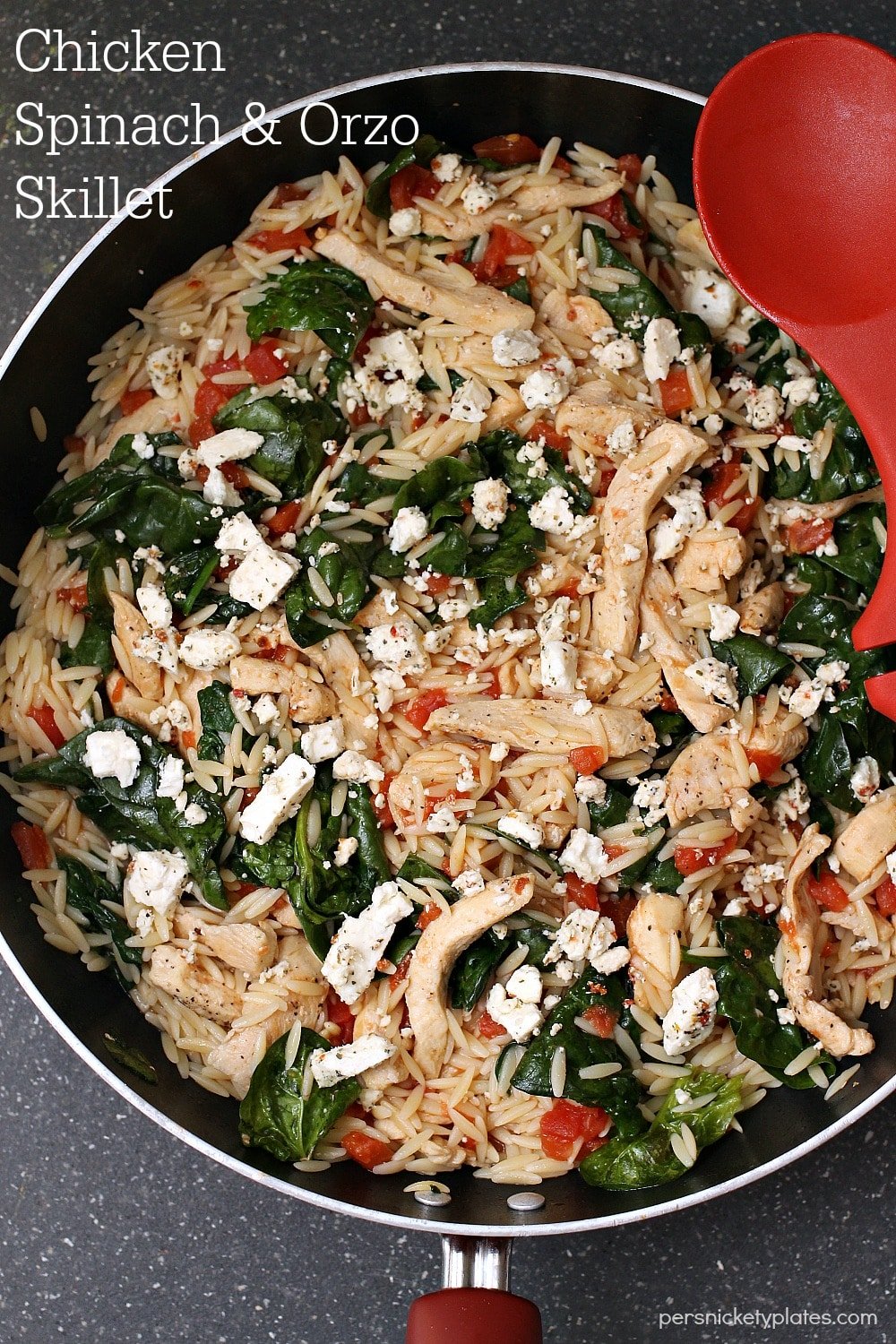 Chicken Spinach & Orzo Skillet | Persnickety Plates