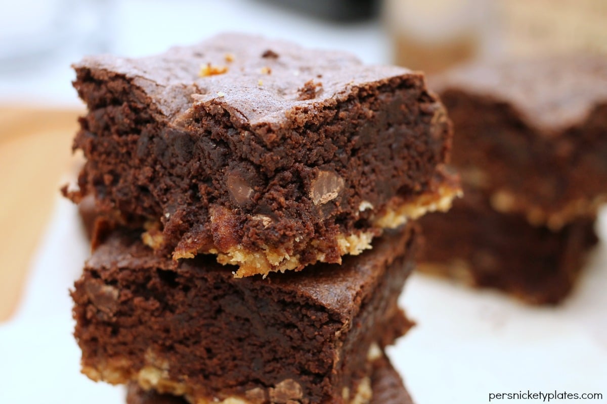 stack of chocolate chip brownies