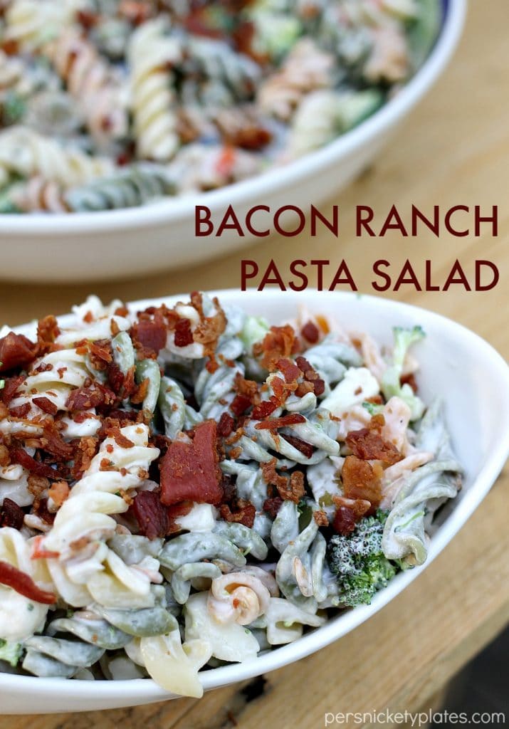 Bacon Ranch Pasta Salad - a simple but flavorful pasta salad that is perfect for summertime entertaining | Persnickety Plates