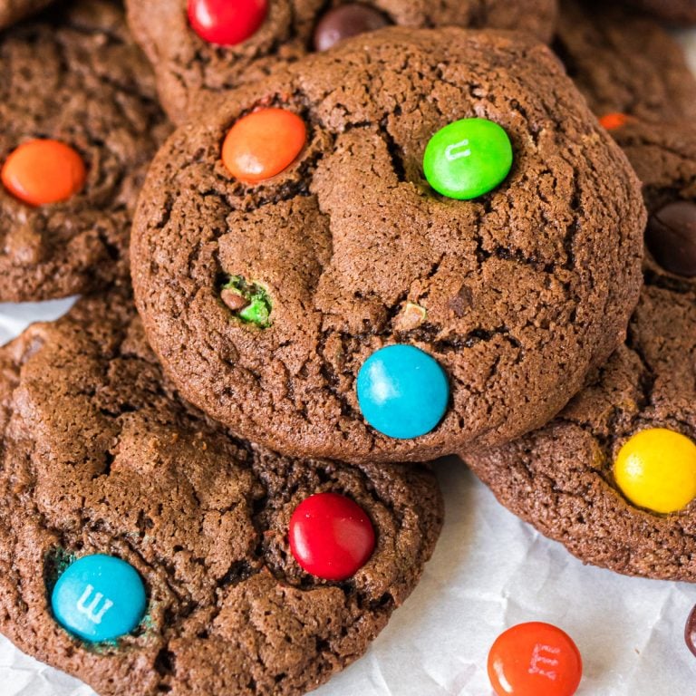 Chewy Brownie M&M Cookies