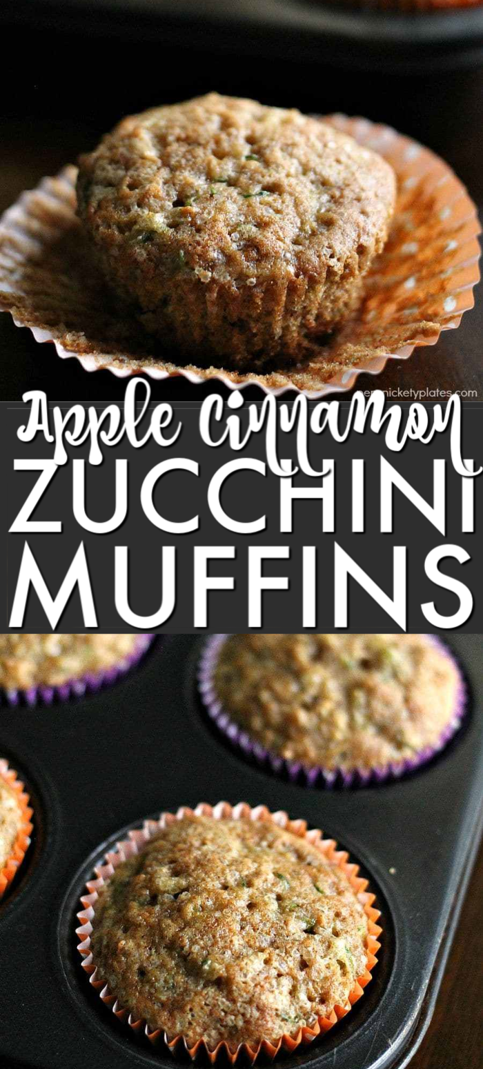 Apple Cinnamon Zucchini Muffins - a muffin with a fruit and a vegetable so you don't have to feel guilty about eating three. Or maybe that's just me. | www.persnicketyplates.com #muffins #zucchini #apple #easyrecipe #breakfast