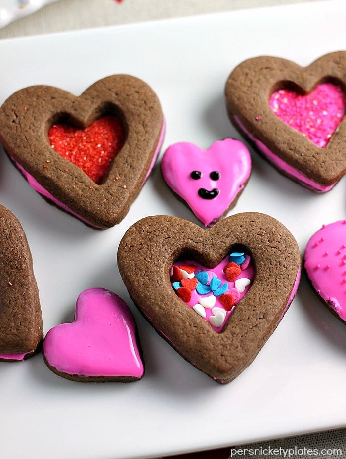 valentine cookies on a white plate
