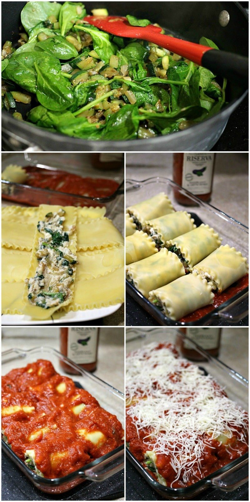 These Veggie Lasagna Roll-Ups are filled with spinach, zucchini, and cheeses and smothered in Classico Riserva's new Eggplant and Artichoke sauce. | Persnickety Plates