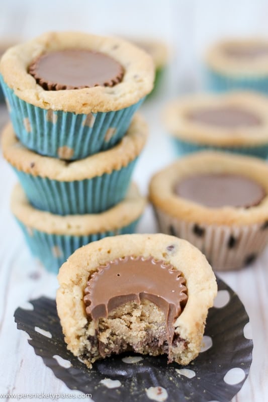 stack of cookie cups with one missing a bite