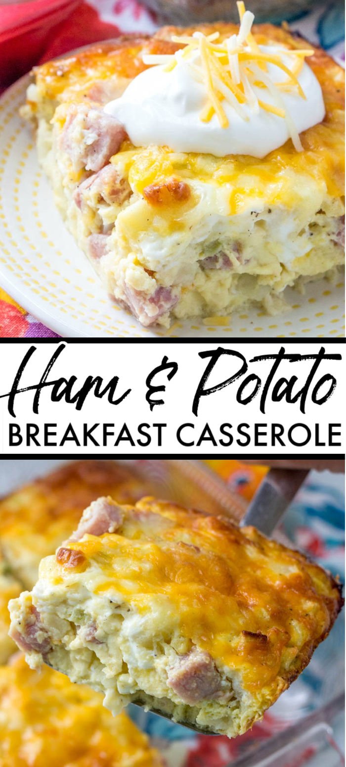 Ham & Potato Breakfast Casserole for Two is easy, delicious, and perfect for those days you're not cooking for a crowd - whether it's for breakfast or dinner! | www.persnicketyplates.com