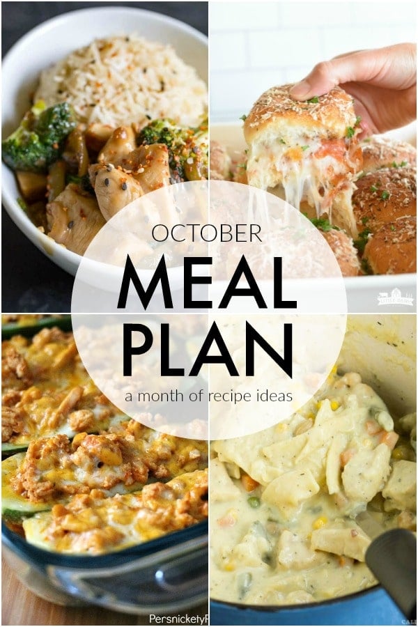If you struggle to plan dinner ideas every night like me, we have some recipe ideas for you. This October Meal Plan will help make dinner quick and easy. | www.persnicketyplates.com
