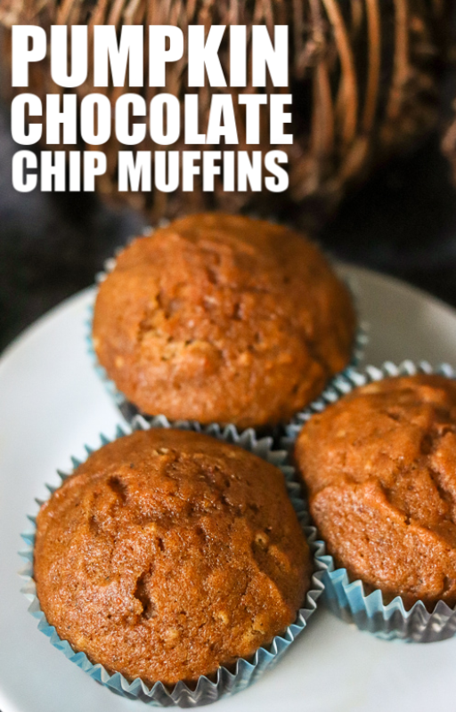 overhead shot of pumpkin muffins with title text