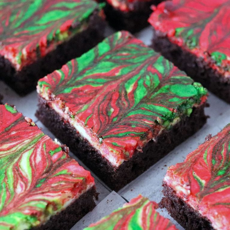 Red & Green Swirled Christmas Brownies