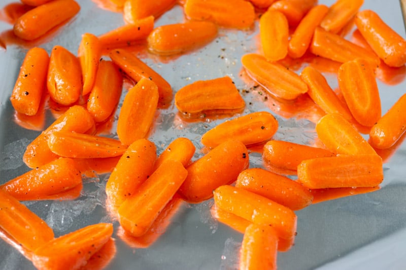 carrots on baking sheet