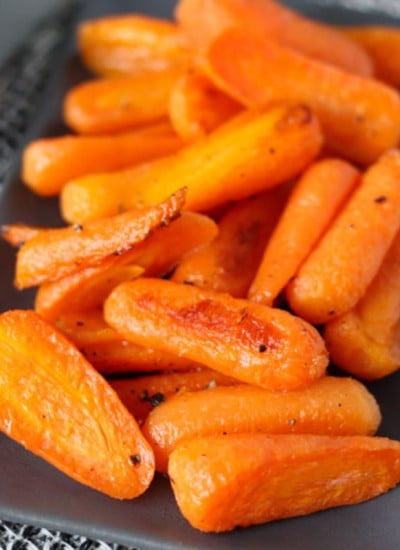 close up of carrots on a plate